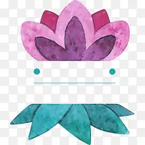 手绘莲花花卉标贴矢量素材