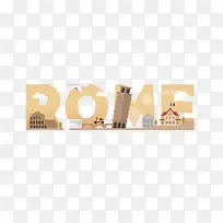 ROME棕色艺术字