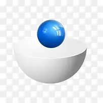 白色碗蓝色圆球