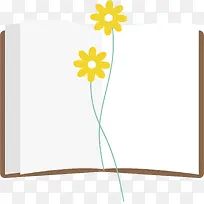 黄色花朵翻开的书本