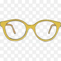 黄色卡通眼镜框素材图