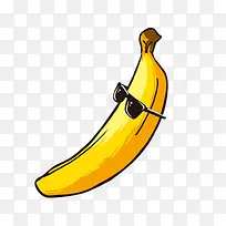 免抠卡通手绘黄色戴着眼镜的香蕉