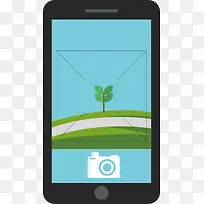 手机屏幕带绿色植物设计图