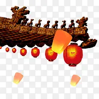 中国风复古节日屋檐灯笼