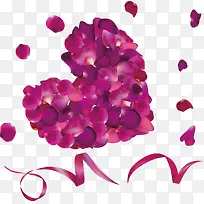 紫色玫瑰花花瓣心形