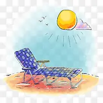 炎炎夏日沙滩躺椅