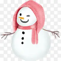 粉色帽子的雪人