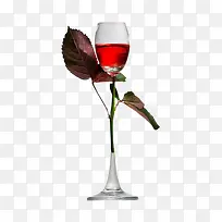 玫瑰花梗与红酒的合成元素