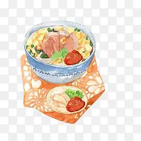 肉片汤手绘画素材图片