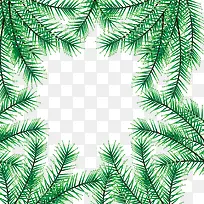 绿色松枝边框圣诞贺卡矢量
