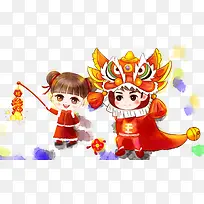 手绘装饰卡通年画娃娃