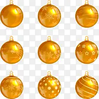 金色逼真质感圣诞挂球设计矢量素