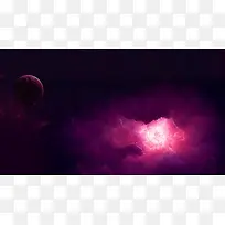 紫色星球云层海报背景