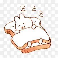 盖着面包睡觉觉的可爱兔子