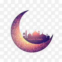 创意月亮和发光的清真寺