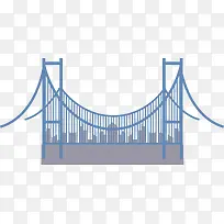 蓝色吊桥建筑矢量图