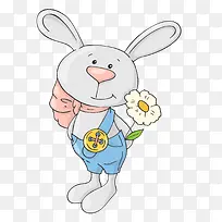 拿着花朵的小兔子设计