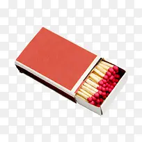 红色取火工具红色盒子里的火柴棍
