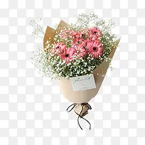 免抠粉色白色手捧花装饰