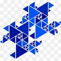 蓝色三角形拼图海报