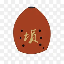 红色扁平化中国风埙元素