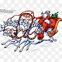 圣诞老爷骑着白马车