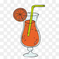 一杯美味的橙汁卡通图