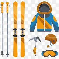 黄色的冬季滑雪套装