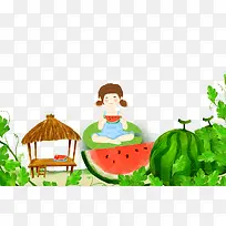 小清新大暑小暑海报插画