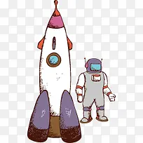 卡通可爱婴儿玩具飞船航天员素材