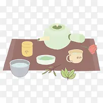 手绘茶具免抠素材