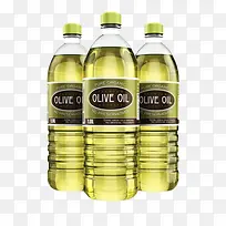 透明塑料瓶里装着橄榄油实物