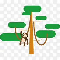 矢量手绘猴子爬树海报