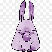 水彩动物紫色兔子