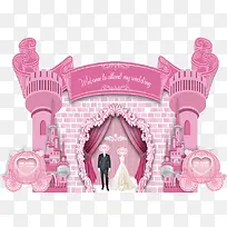 粉红色婚礼海报