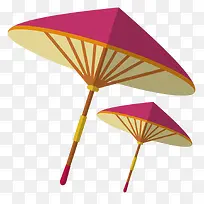 传统雨伞玫瑰红雨伞图标