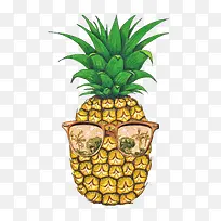 戴眼镜的菠萝水果