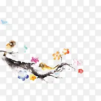 花朵与小鸟