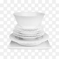 白色层叠着的餐具陶瓷制品实物