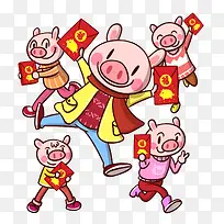 2019猪年卡通小伙伴过新年