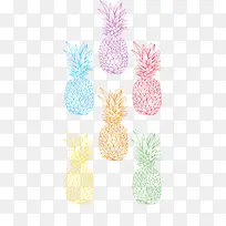 夏季手绘多彩菠萝