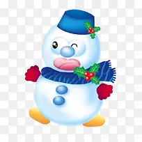 带蓝色帽子的雪人