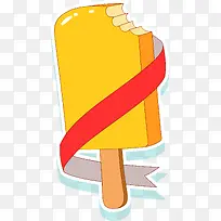 黄色冰糕彩带卡通夏日可爱休闲消