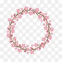 粉色桃花节花环边框