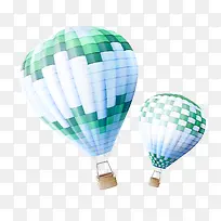 绿色格子热气球图片