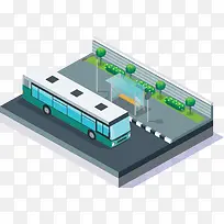 绿色公交立体模型