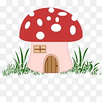 红色卡通蘑菇小屋