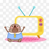 电视机前的小地鼠