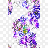 创意线描紫色花卉