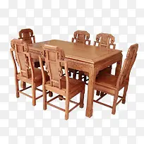 家庭式红酸枝桌椅七件套